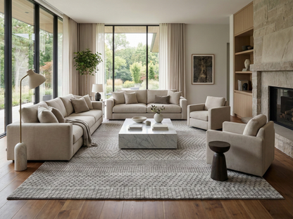 Artisan Marion  Ivory Silver Transitional Knotted Rug