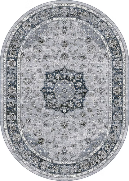 Dynamic Rugs Ancient Garden 57559 Silver Blue Traditional Machine-Made Rug