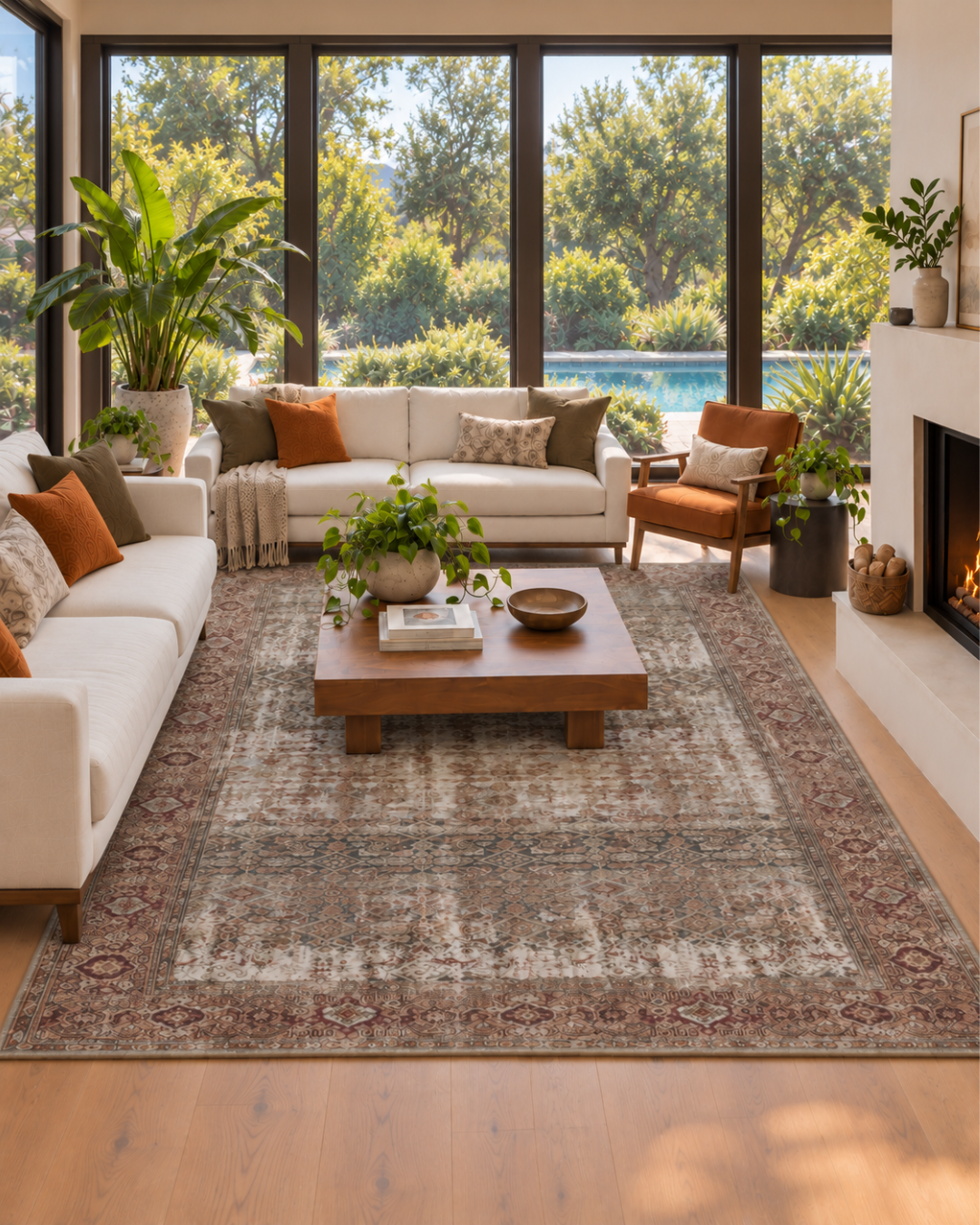 Amber Lewis x Loloi Georgie GER-07 Living Room — Georgie GER-07 area rug in a living room.