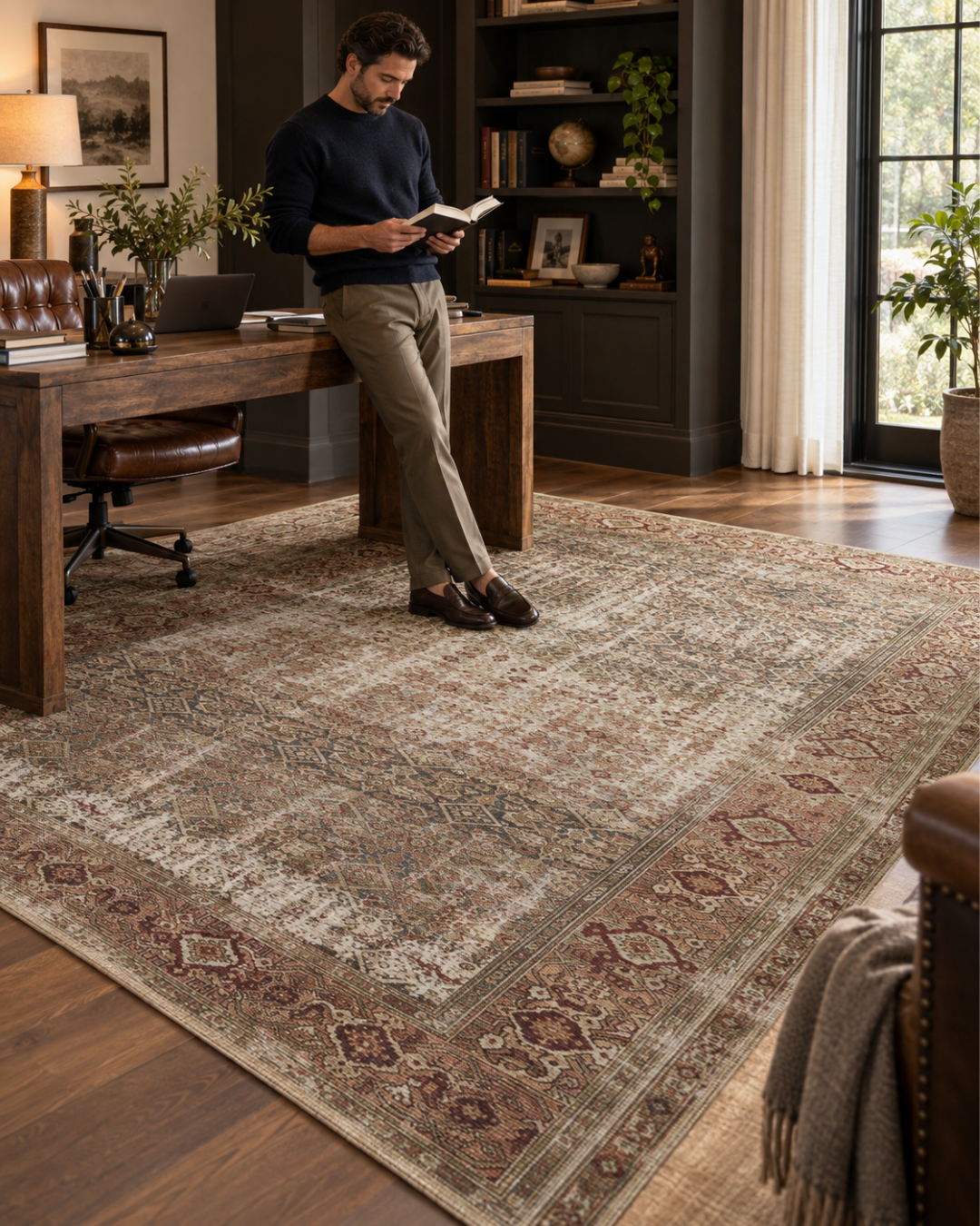 Amber Lewis x Loloi Georgie GER-07 Style Shot — Georgie GER-07 area rug in a styled interior.