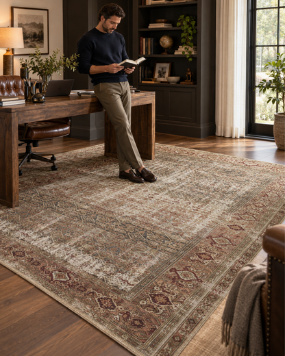 Amber Lewis x Loloi Georgie GER-07 Style Shot — Georgie GER-07 area rug in a styled interior.
