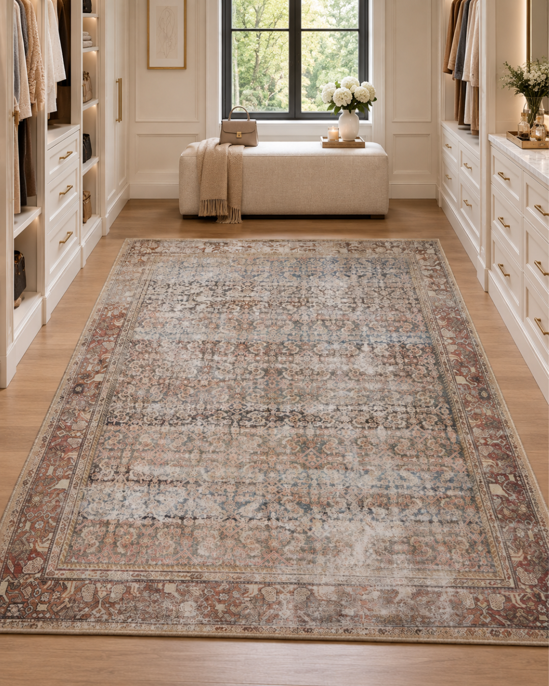 Amber Lewis x Loloi Georgie GER-09 Multi Spice Style Shot — Multi spice area rug in a styled interior.
