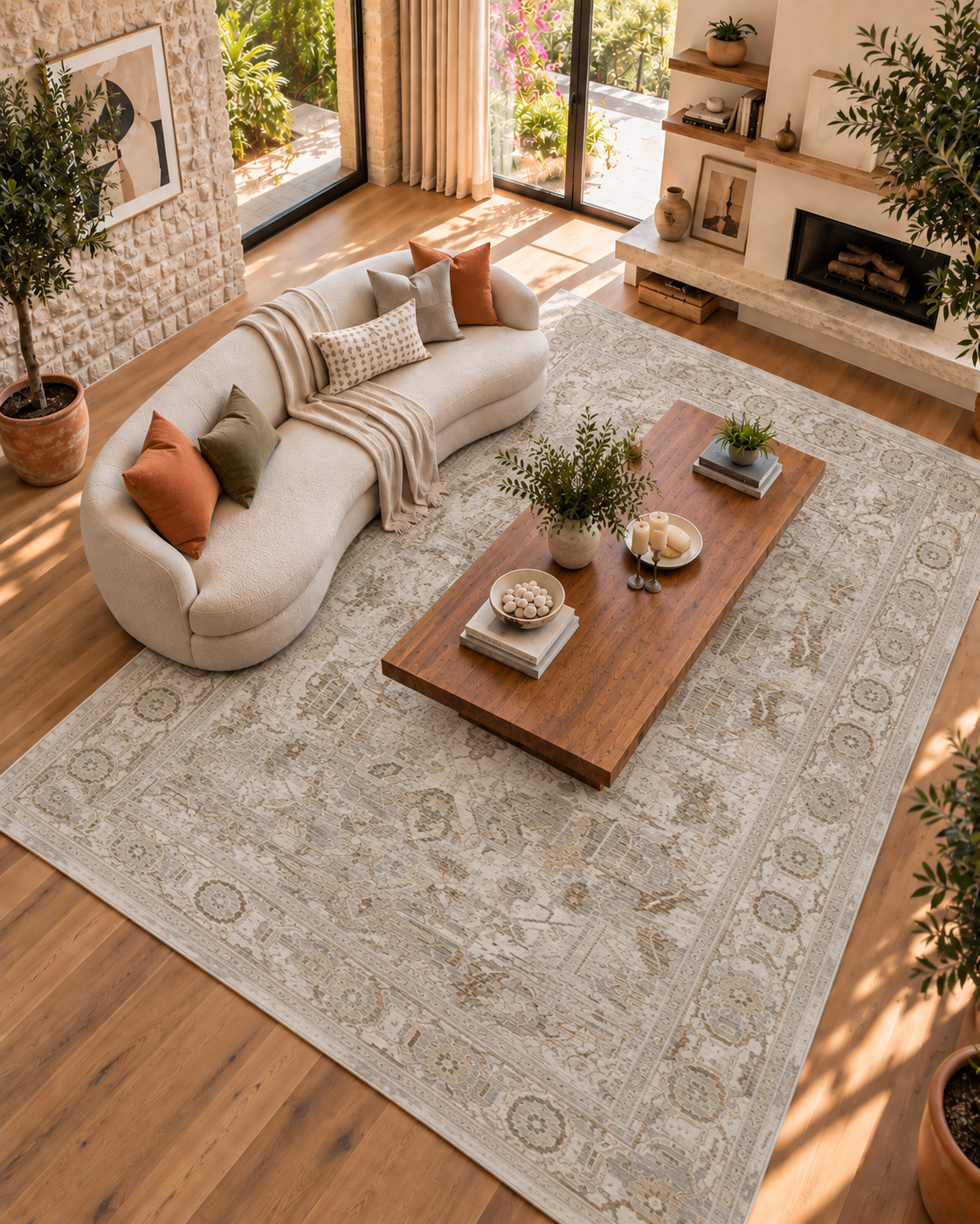 Amber Lewis x Loloi Honora HON-06 Grey Taupe Living Room