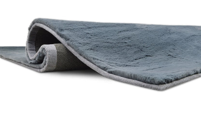 American Cover Design Rabbit Fur Bunny Gray  Modern Machine Woven Rug