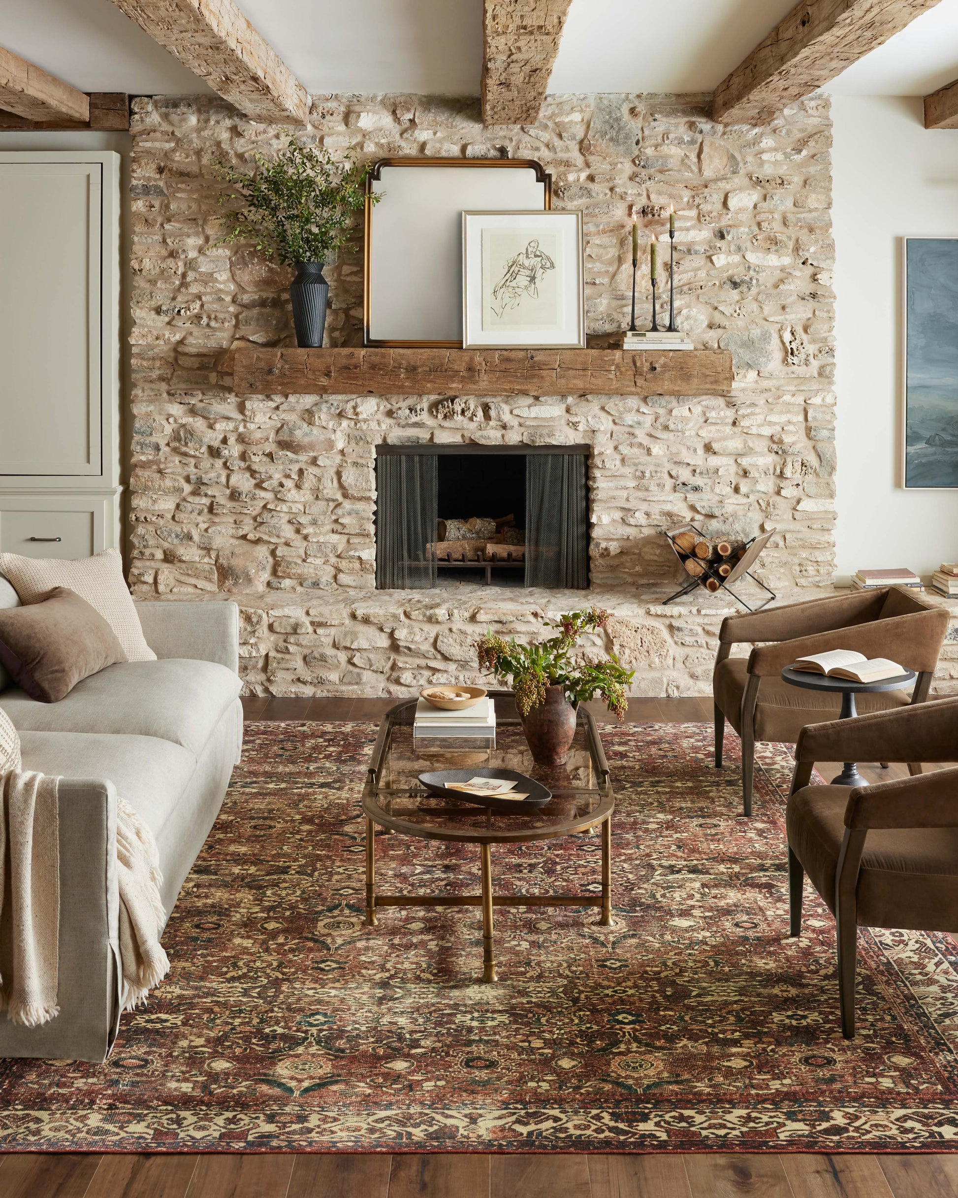 Magnolia Home by Joanna Gaines x Loloi Banks  Brick Ivory Machine Washable