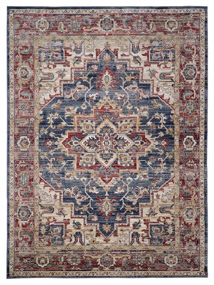 Artisan Bellisimo Blue Red Traditional Machinemade Rug