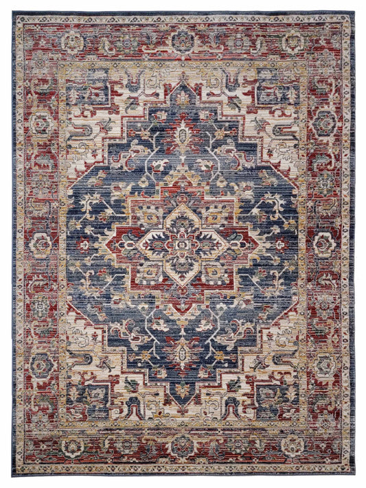 Artisan Bellisimo Blue Red Traditional Machinemade Rug