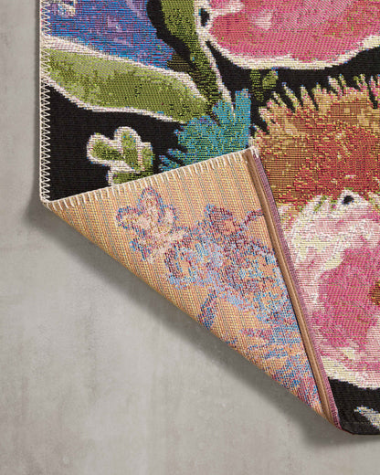 Loloi II Botanical  Black Multi Indoor/Outdoor