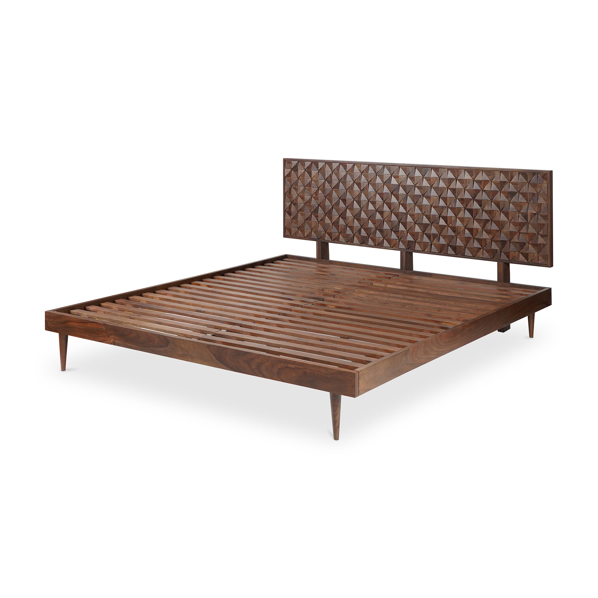 Moes Home Beds Pablo Brown Mid-Century Modern Furniture