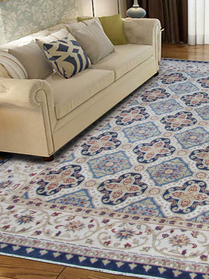 Artisan Cameron Denim Blue Ivory Traditional Knotted Rug - Rugs - Artisan - Atlanta Designer Rugs