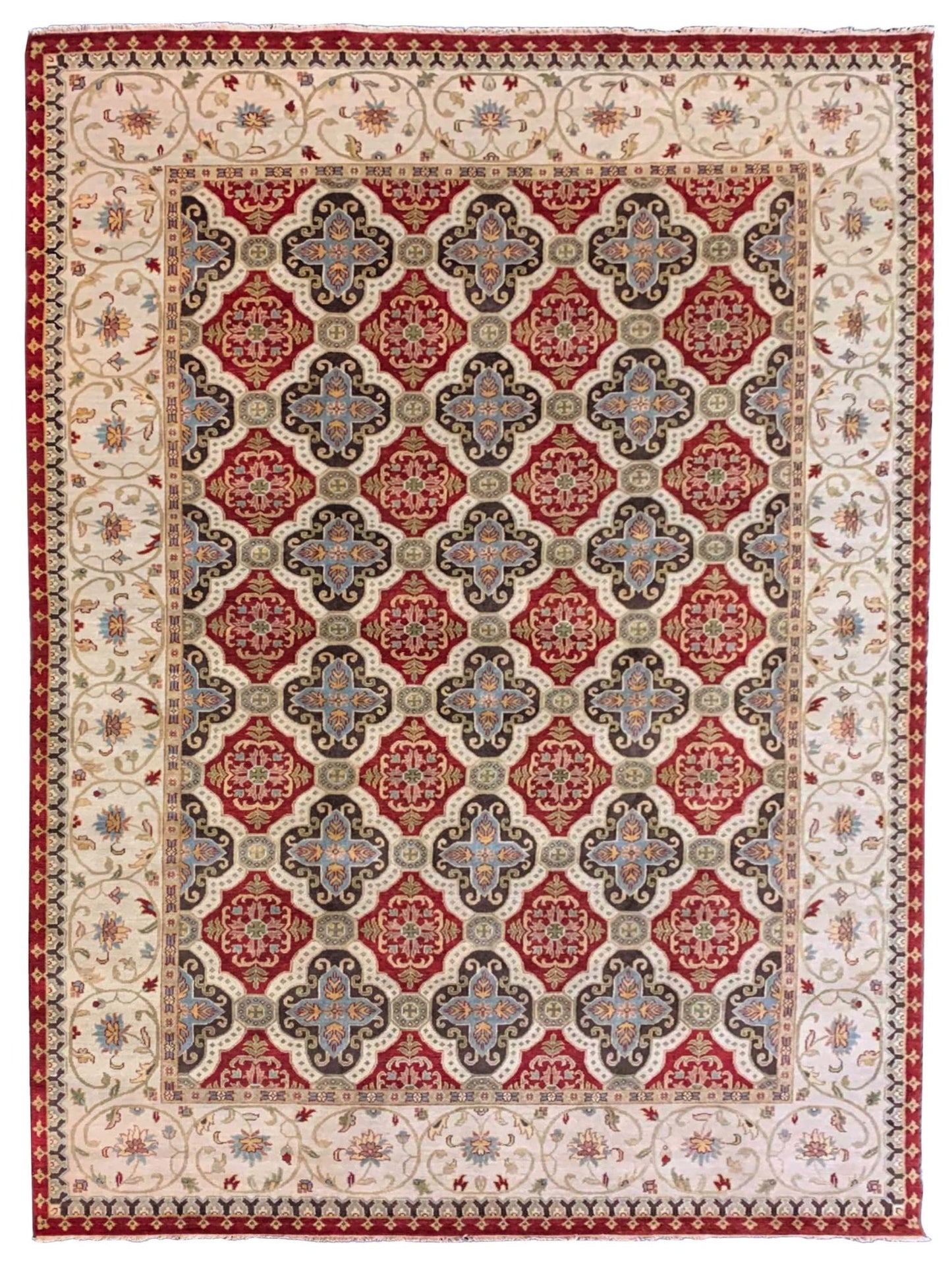 Artisan Cameron Red Ivory Traditional Knotted Rug - Rugs - Artisan - Atlanta Designer Rugs