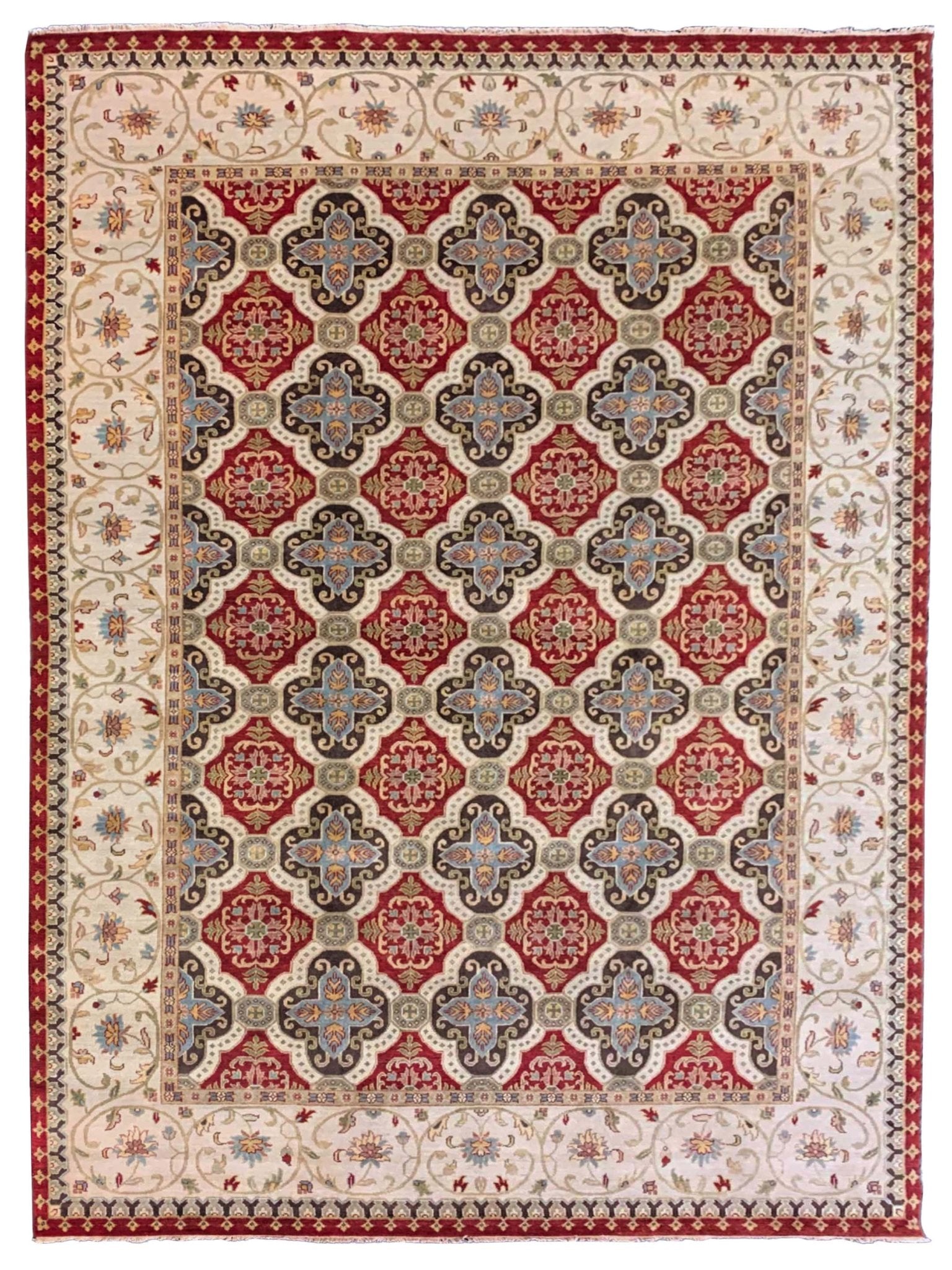 Artisan Cameron Red Ivory Traditional Knotted Rug - Rugs - Artisan - Atlanta Designer Rugs