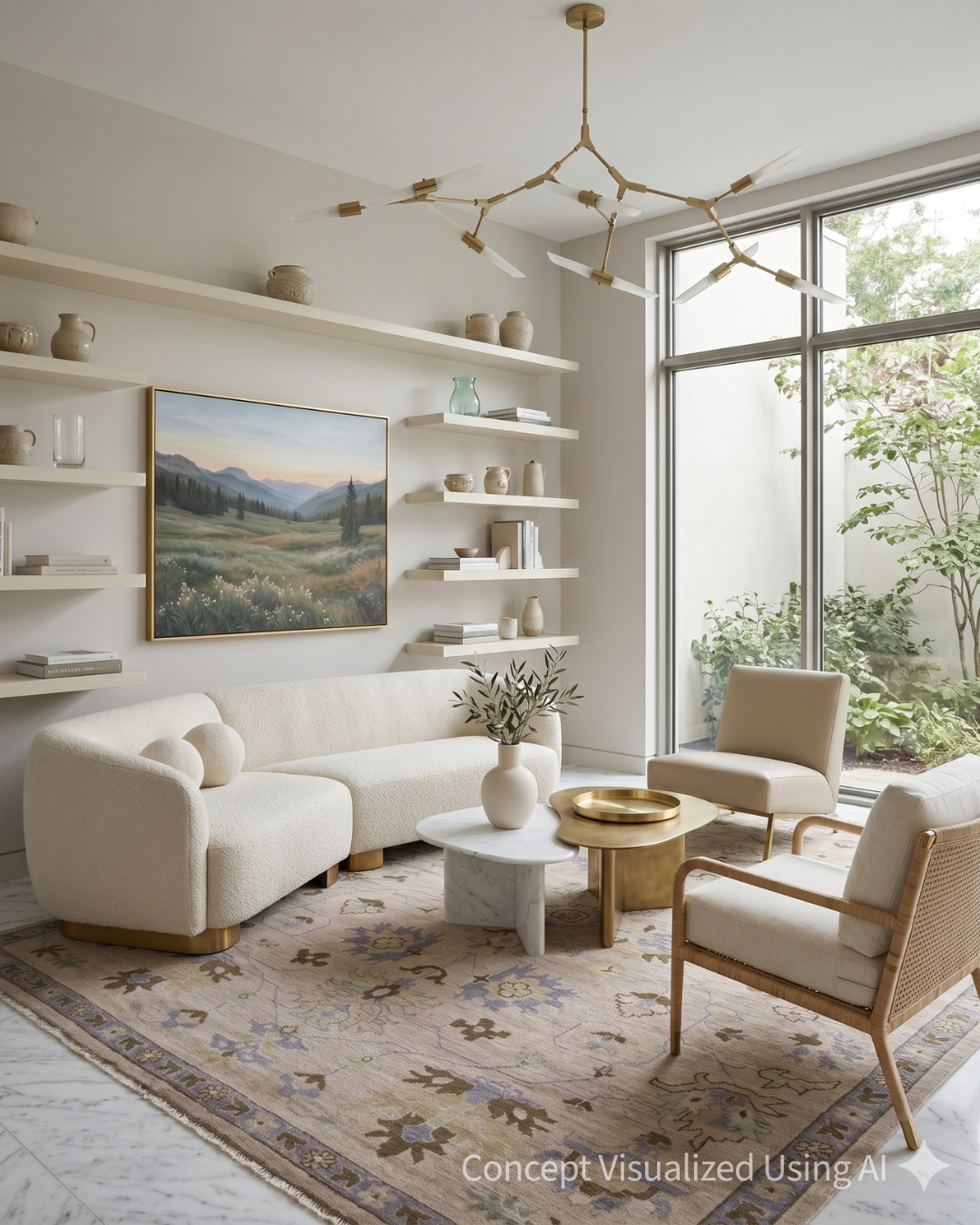 Artisan Blossom Beige Traditional Knotted Rug for Livingroom
