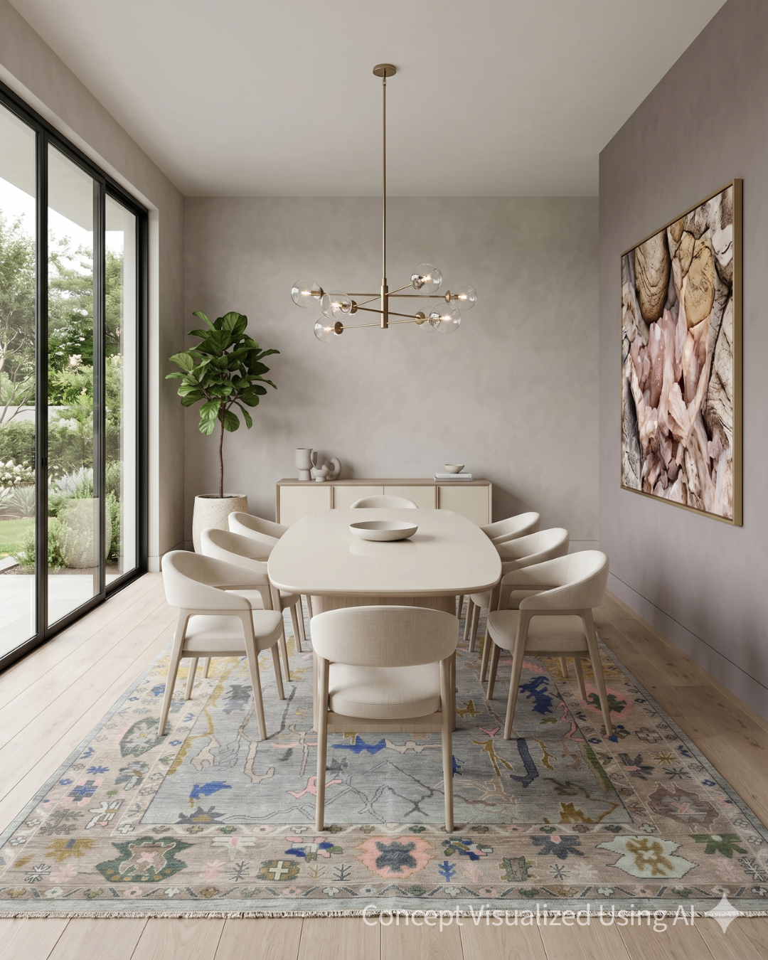 Artisan Blossom Lt.Grey Traditional Knotted Rug for Diningroom