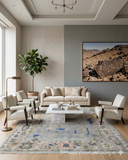 Artisan Blossom Lt.Grey Traditional Knotted Rug