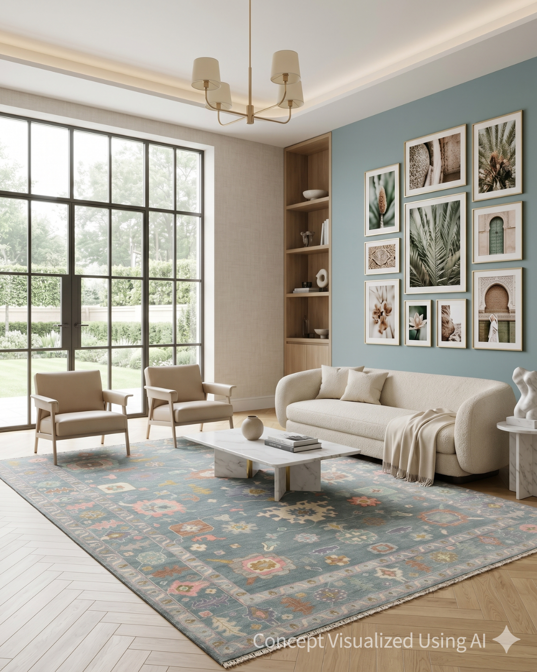 Artisan Blossom FB-548 Blue Traditional Knotted Rug for Living Room