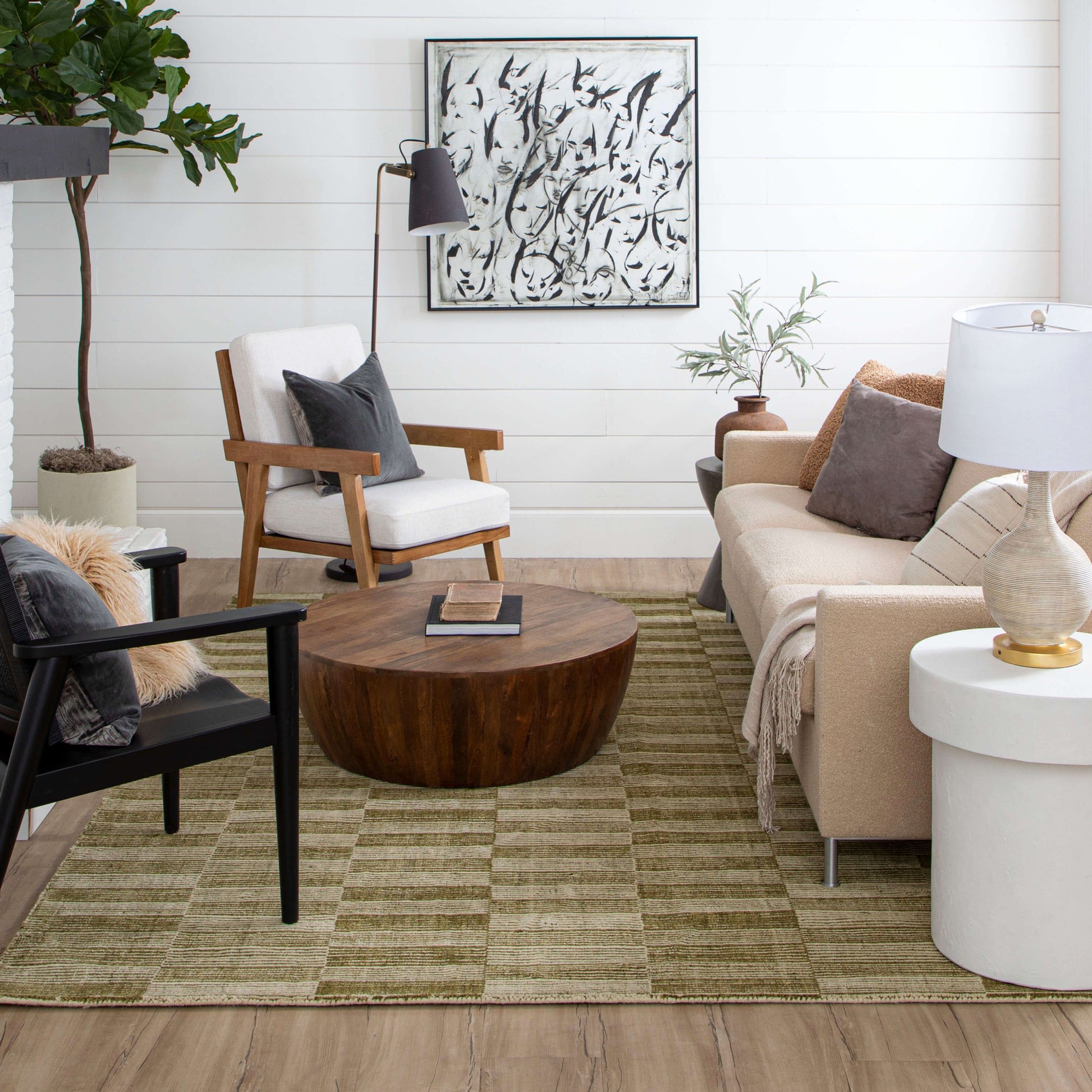 Bobby Berk Broken Stripe By Bobby Berk  Moss  Modern/Contemporary