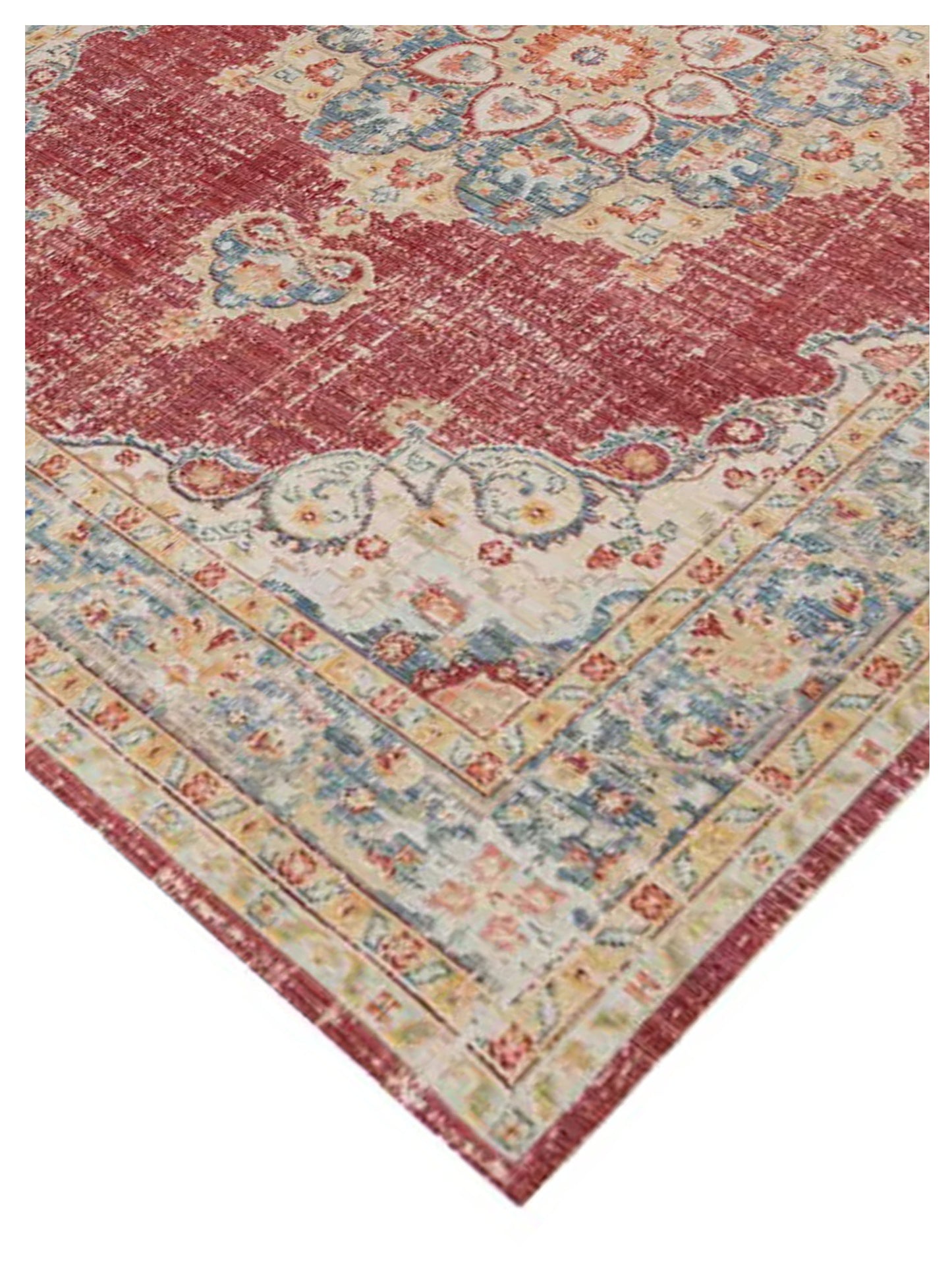 Limited Odeya OR-807 BURGUNDY RED TEAL Traditional Machinemade Rug