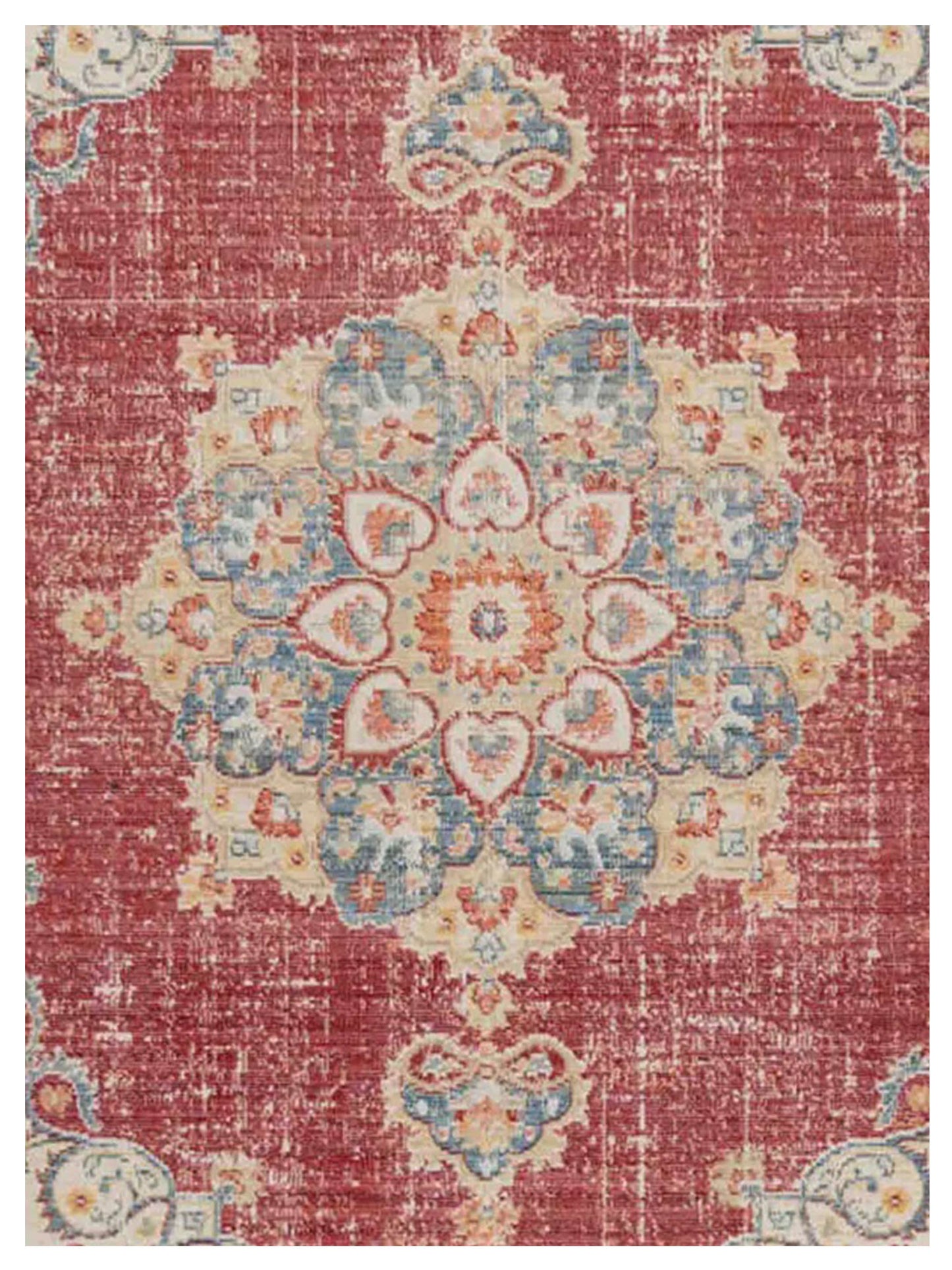 Limited Odeya OR-807 BURGUNDY RED TEAL Traditional Machinemade Rug