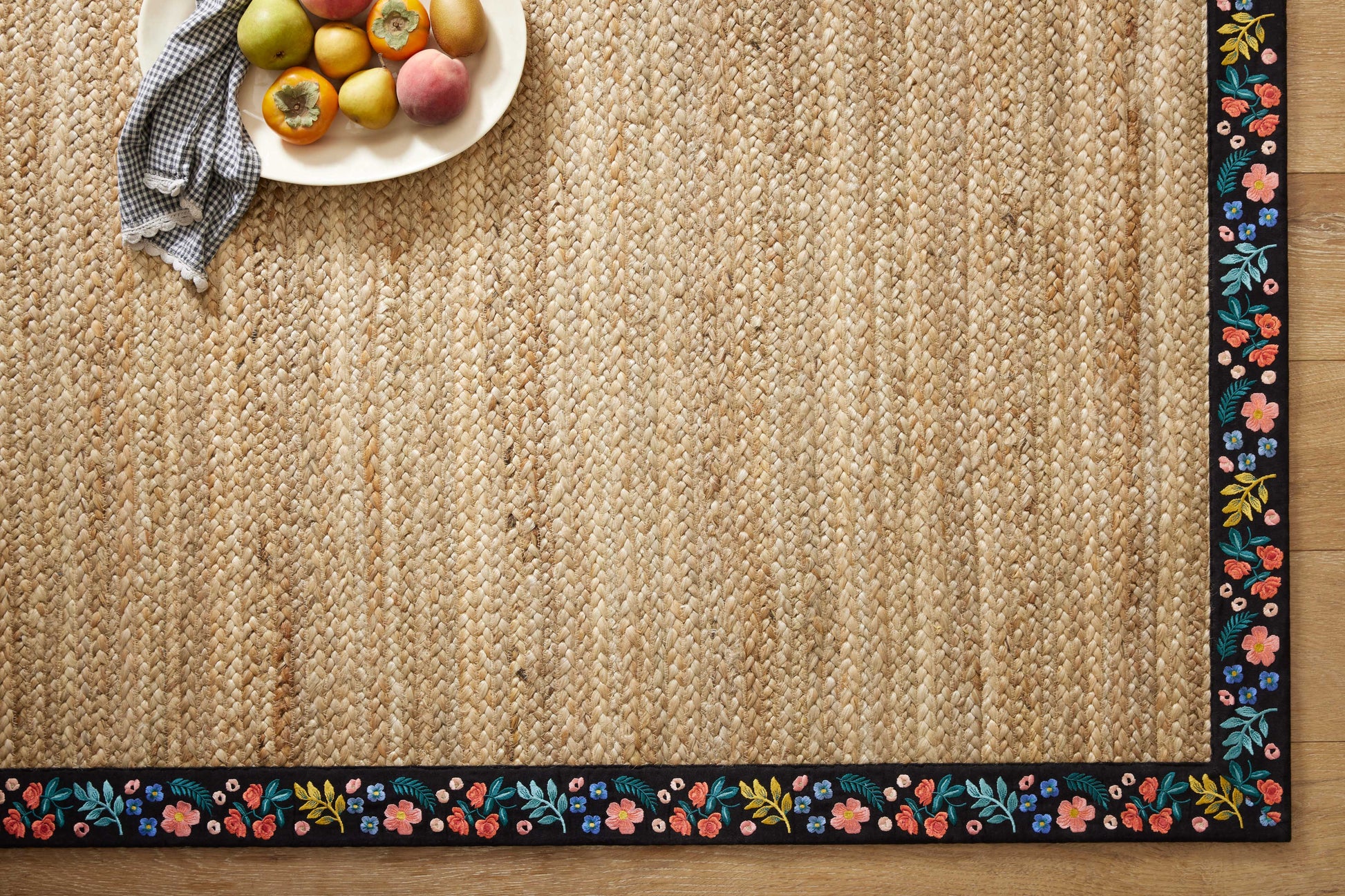 Rifle Paper Co. x Loloi Costa  Natural Black Contemporary