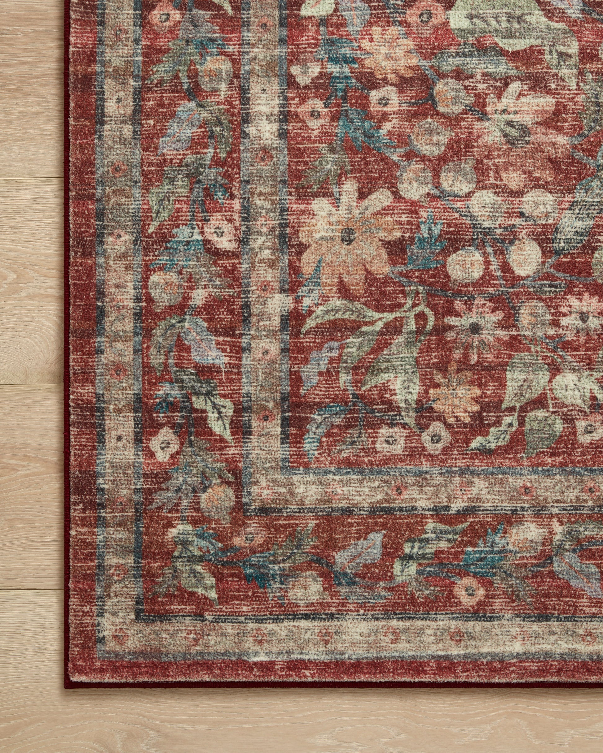 Rifle Paper Co. x Loloi Courtyard  Crimson  Contemporary