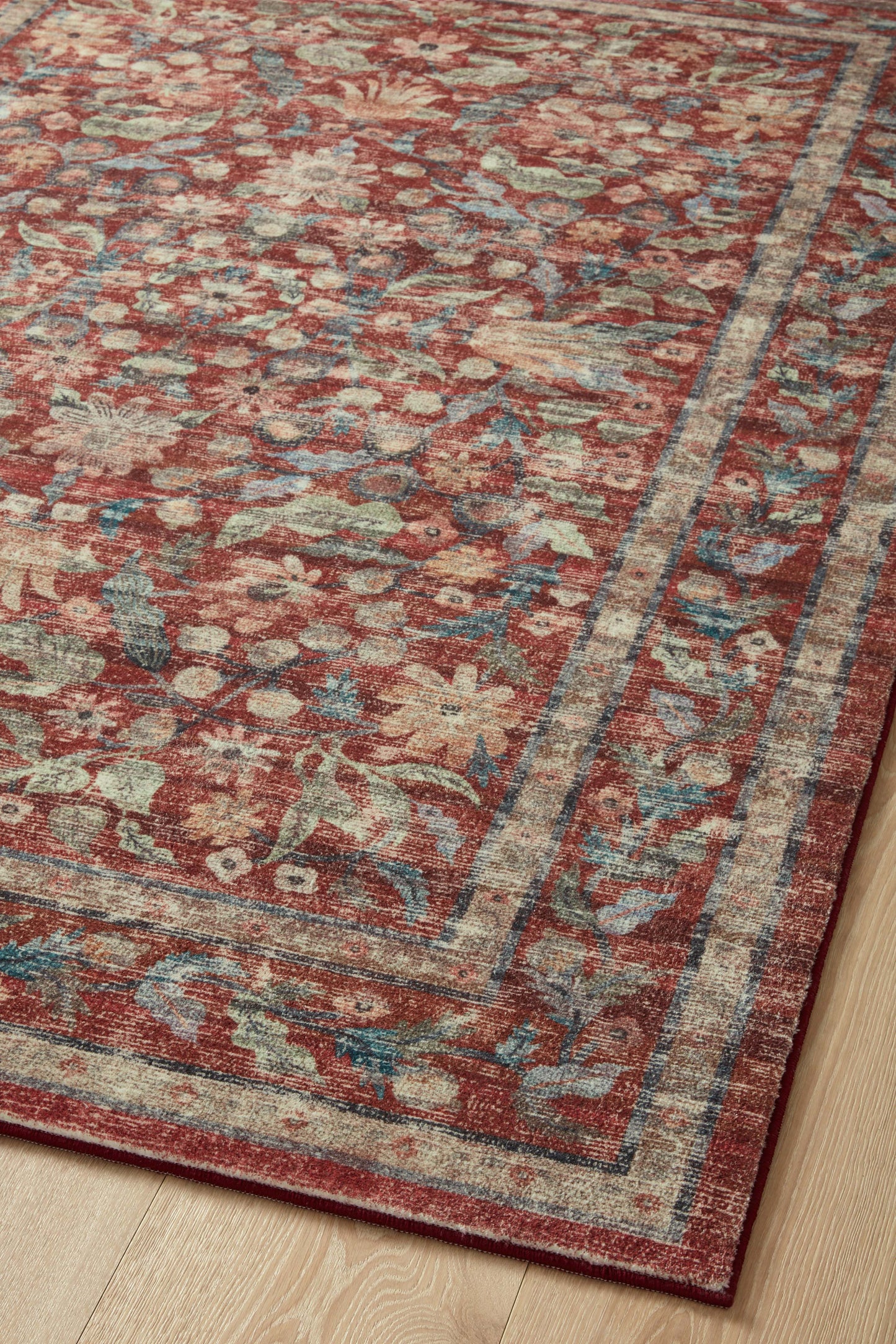 Rifle Paper Co. x Loloi Courtyard  Crimson  Contemporary