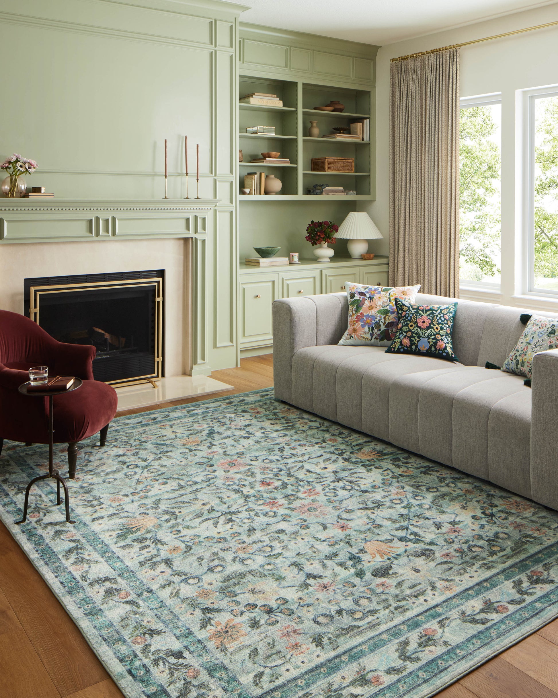 Rifle Paper Co. x Loloi Courtyard  Sage  Contemporary