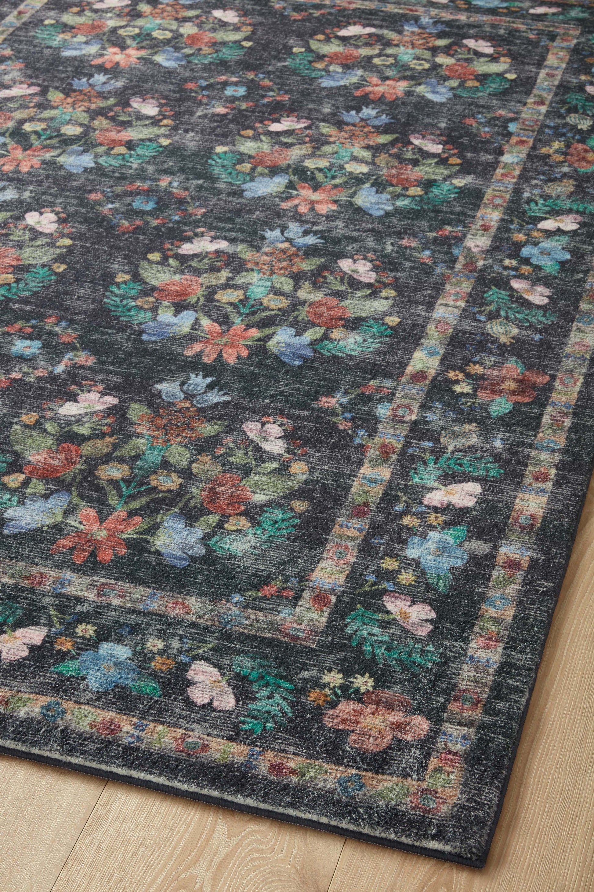 Rifle Paper Co. x Loloi Courtyard  Charcoal  Contemporary