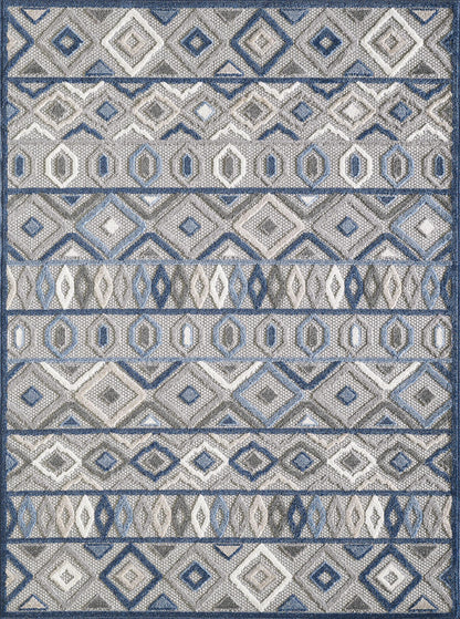 Kas Calla 6921 Grey Blue Indoor/Outdoor Machine Woven Rug