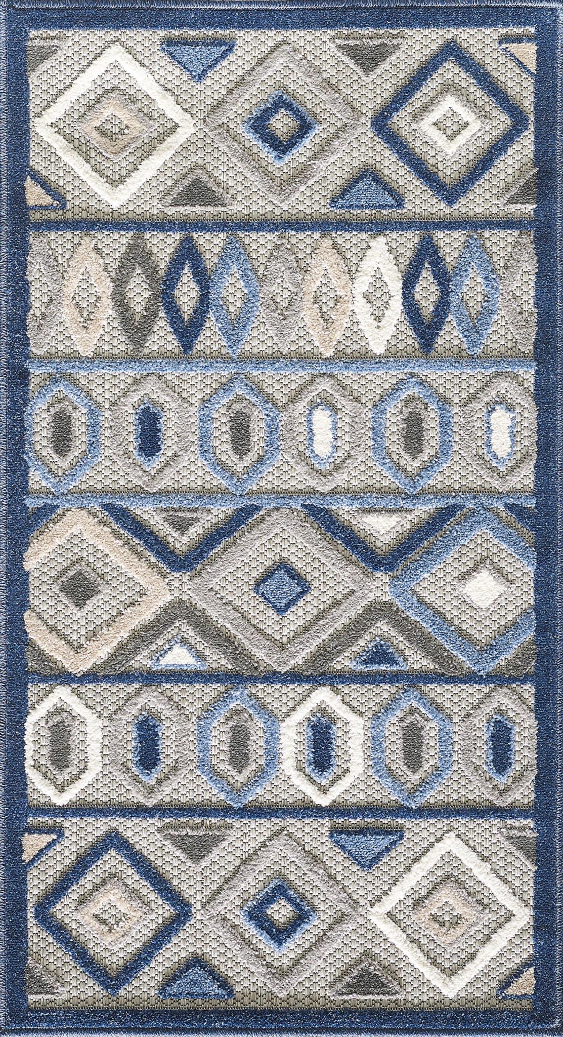 Kas Calla 6921 Grey Blue Indoor/Outdoor Machine Woven Rug