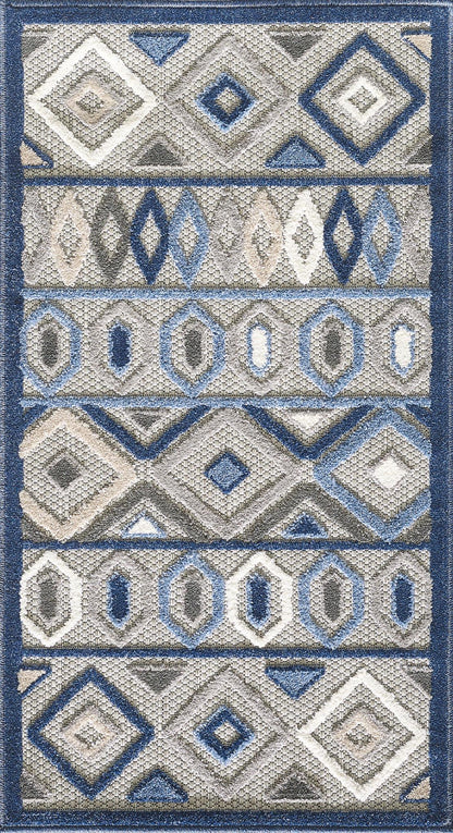 Kas Calla 6921 Grey Blue Indoor/Outdoor Machine Woven Rug