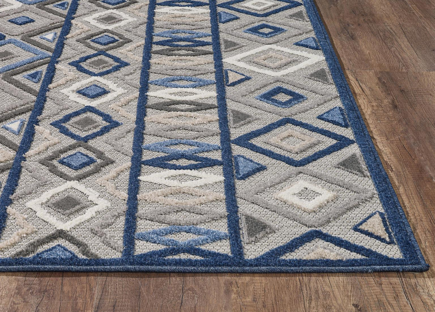 Kas Calla 6921 Grey Blue Indoor/Outdoor Machine Woven Rug