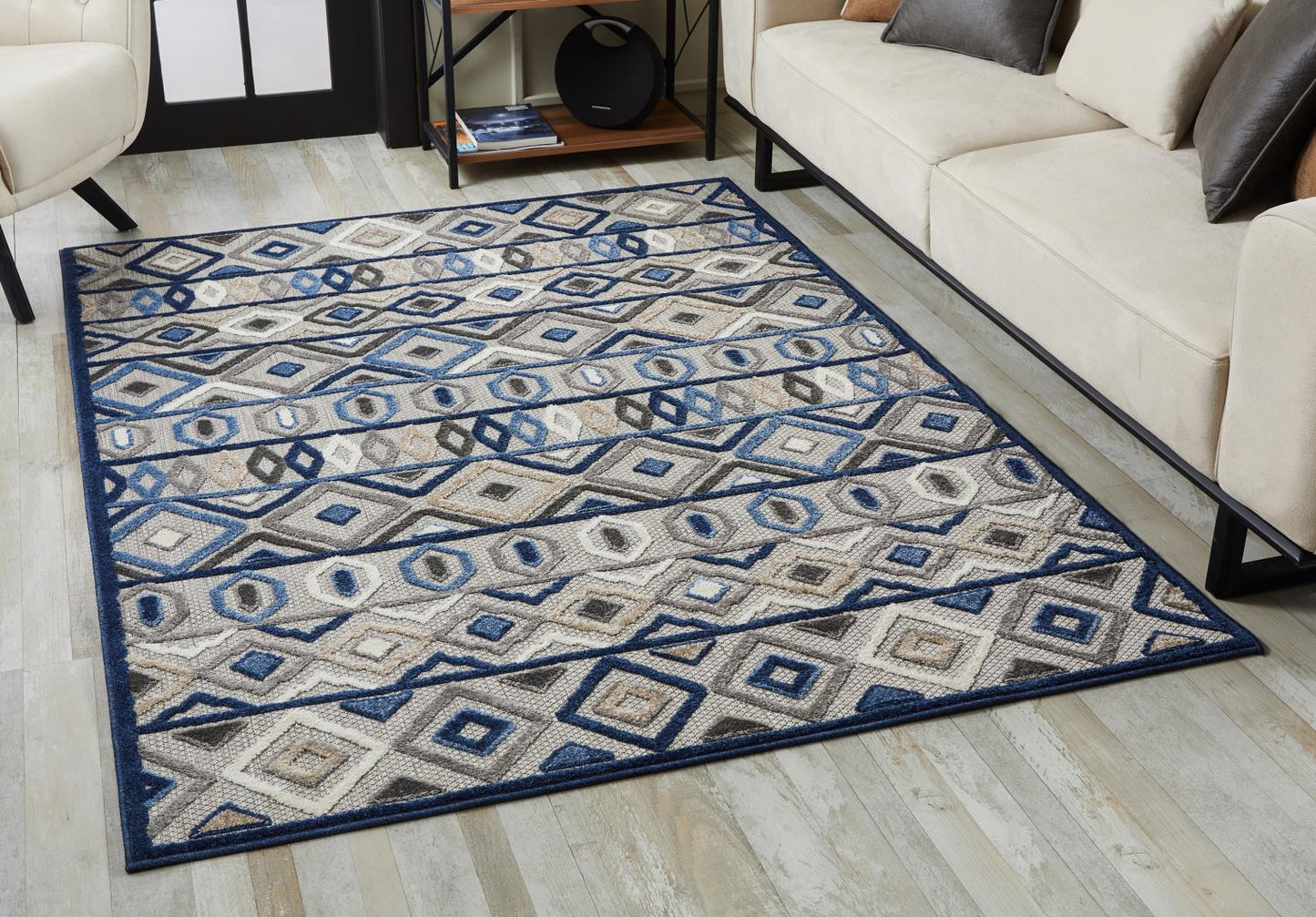 Kas Calla 6921 Grey Blue Indoor/Outdoor Machine Woven Rug