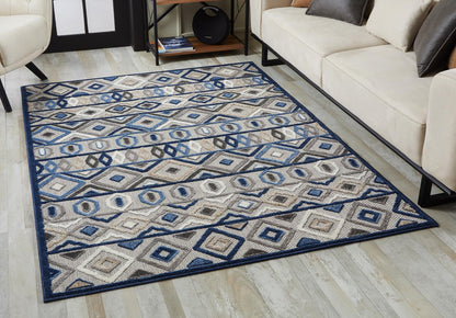 Kas Calla 6921 Grey Blue Indoor/Outdoor Machine Woven Rug