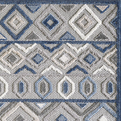 Kas Calla 6921 Grey Blue Indoor/Outdoor Machine Woven Rug
