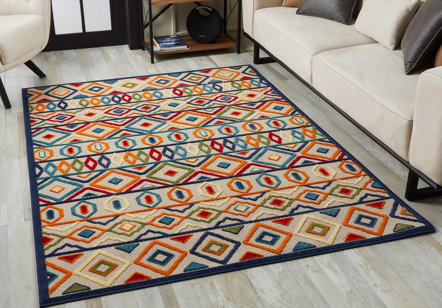Kas Calla 6928 Ivory Multi Indoor/Outdoor Machine Woven Rug