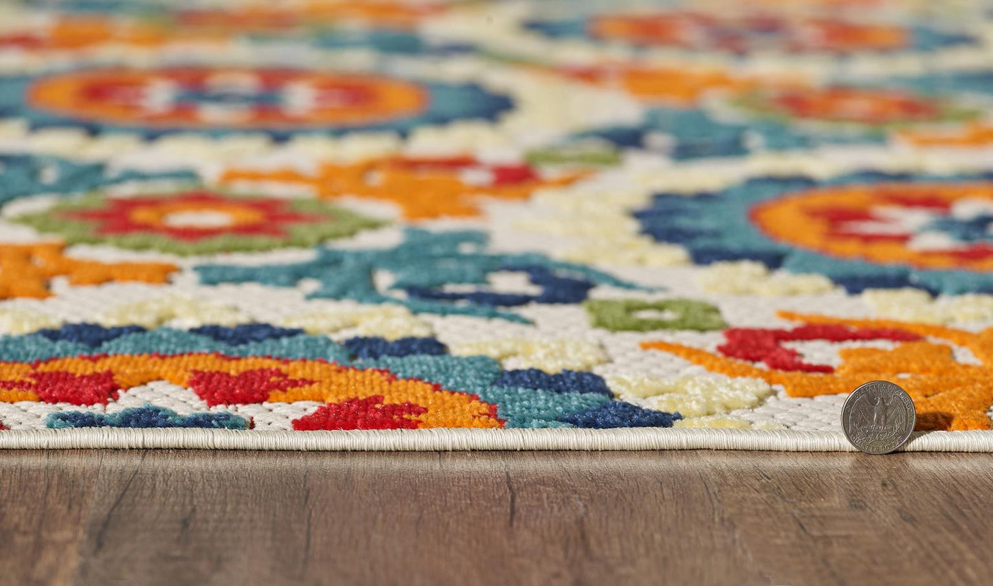 Kas Calla 6931 Ivory Multi Indoor/Outdoor Machine Woven Rug