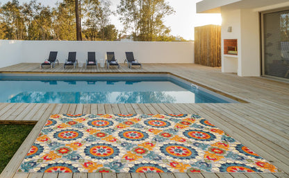 Kas Calla 6931 Ivory Multi Indoor/Outdoor Machine Woven Rug