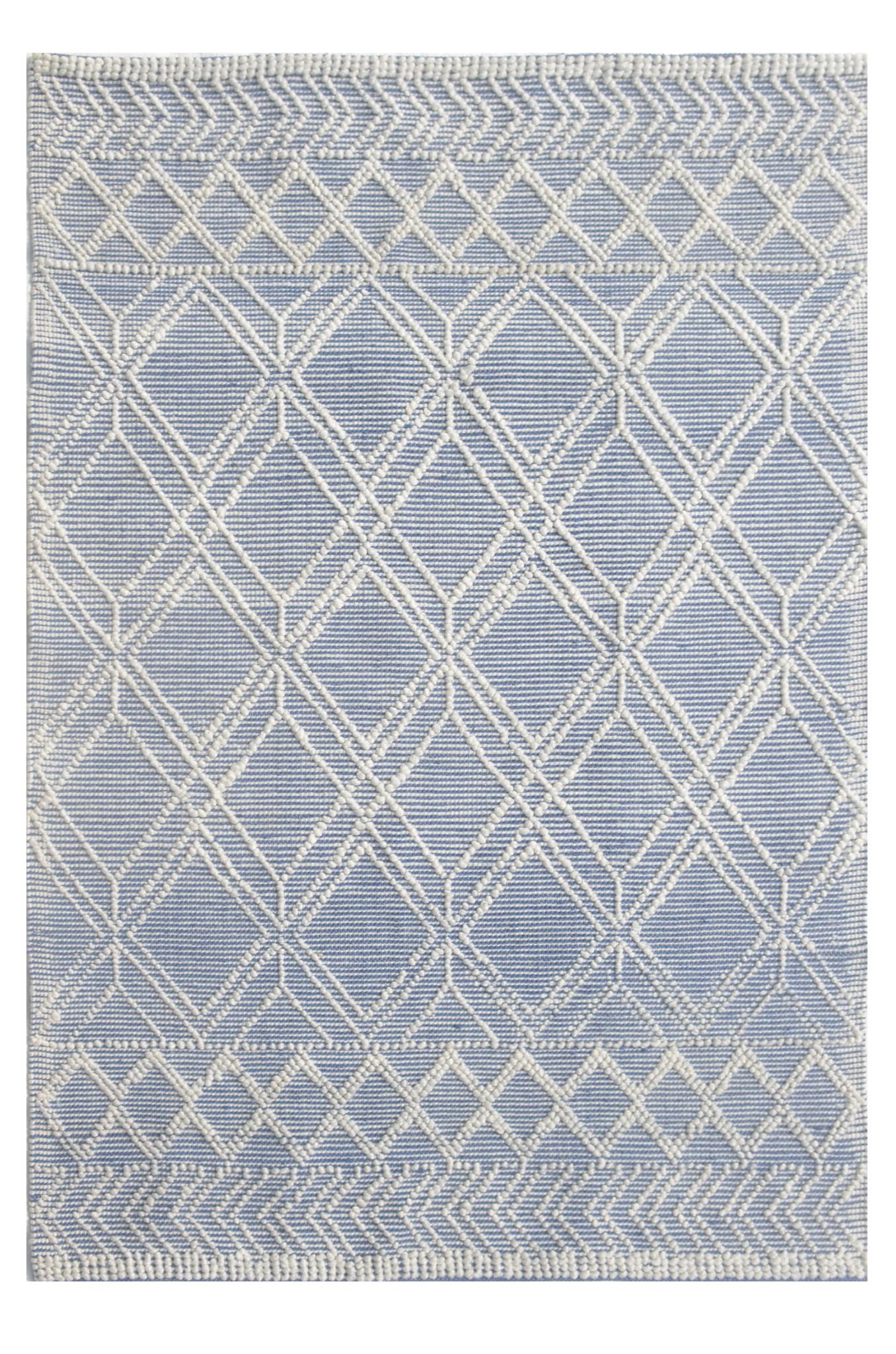 Kas Chloe 7724 Blue Ivory Casual Handwoven Rug