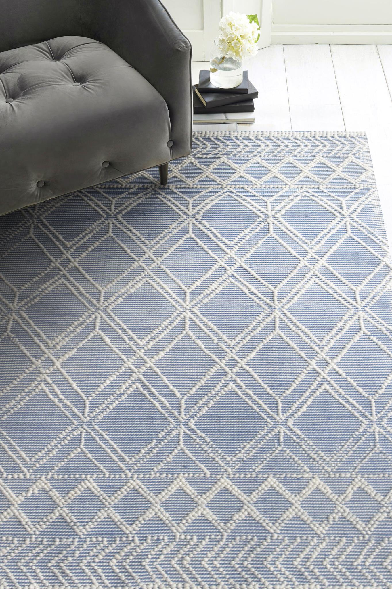 Kas Chloe 7724 Blue Ivory Casual Handwoven Rug