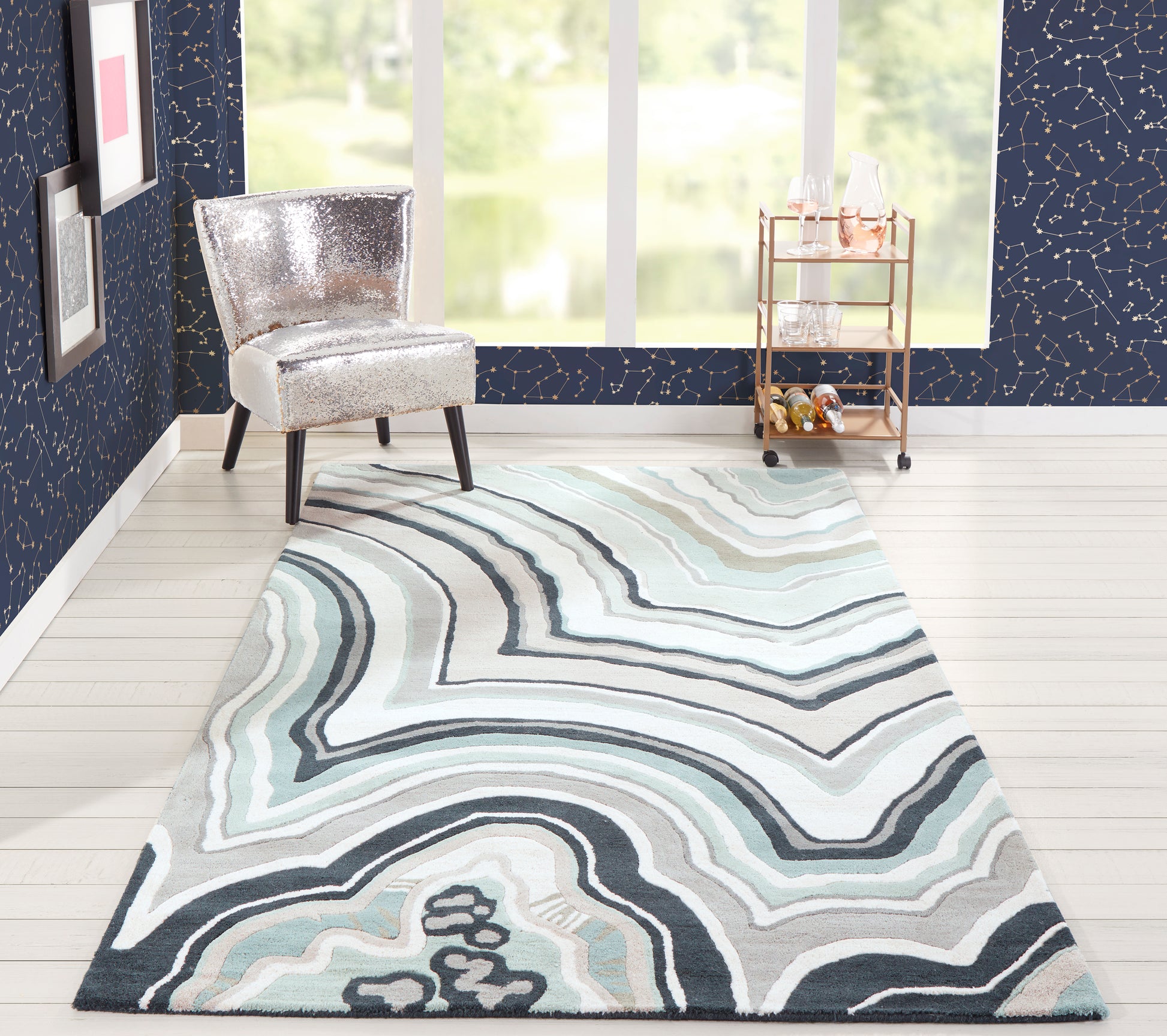 Novogratz Delmar  Blue  Contemporary