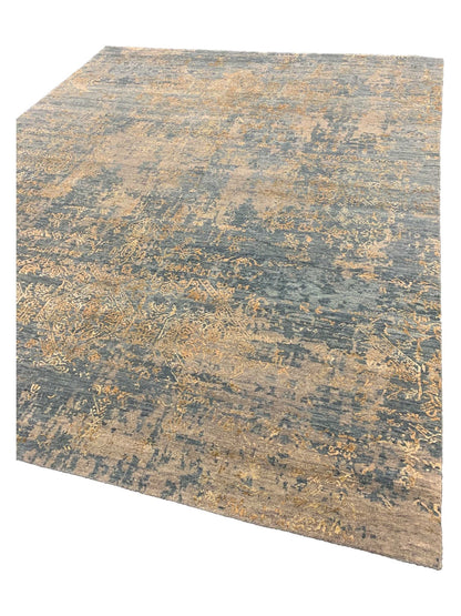 Artisan Dakota Silver Turquoise Gold Transitional Knotted Rug - Rugs - Artisan - Atlanta Designer Rugs