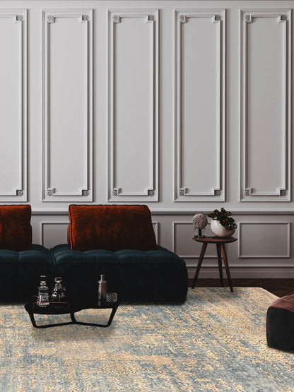 Artisan Dakota Silver Turquoise Gold Transitional Knotted Rug - Rugs - Artisan - Atlanta Designer Rugs