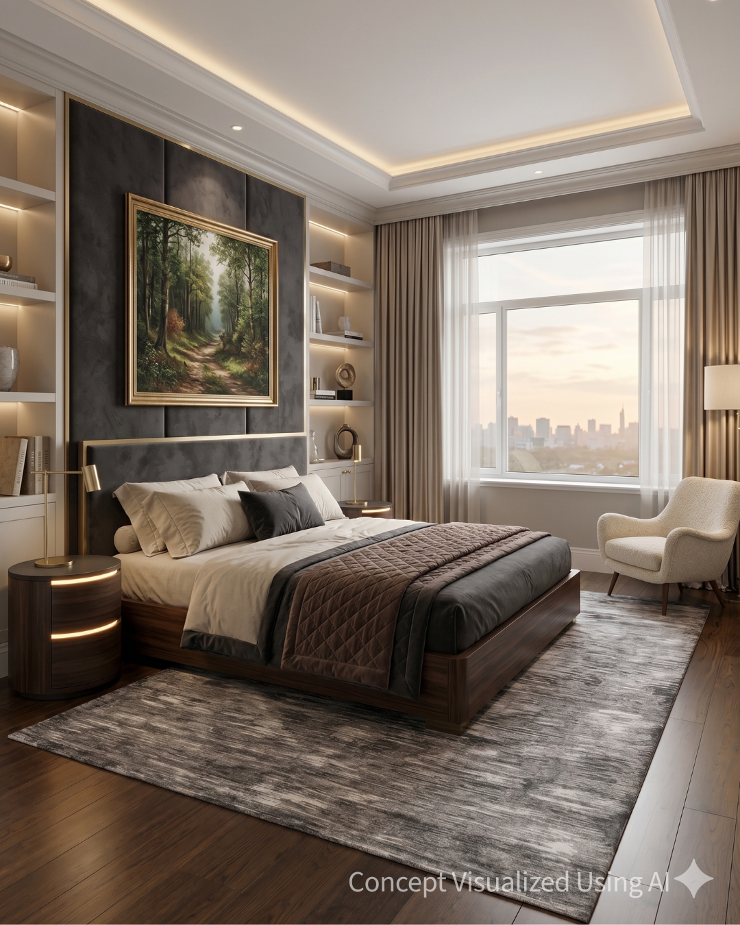 Artisan Crown Graphite Transitional Rug for Bedroom