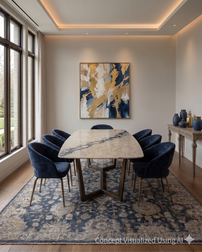 Artisan Crown  Md.Blue  Transitional Rug for Diningroom