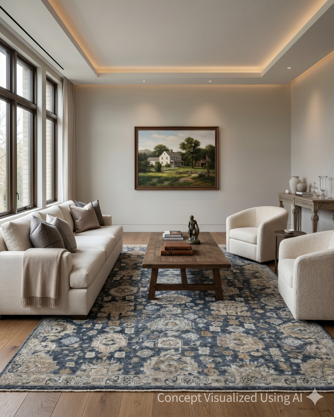 Artisan Crown  Md.Blue  Transitional Rug for Livingroom