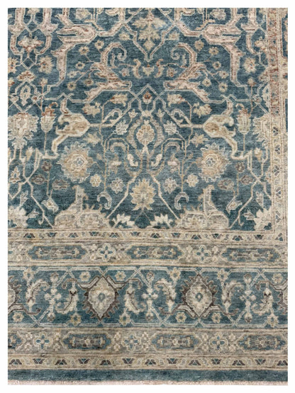 Artisan Crown Turquoise Blue Transitional Knotted Rug