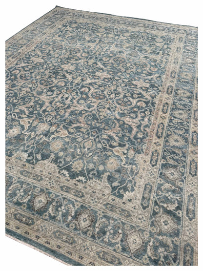 Artisan Crown Turquoise Blue Transitional Knotted Rug