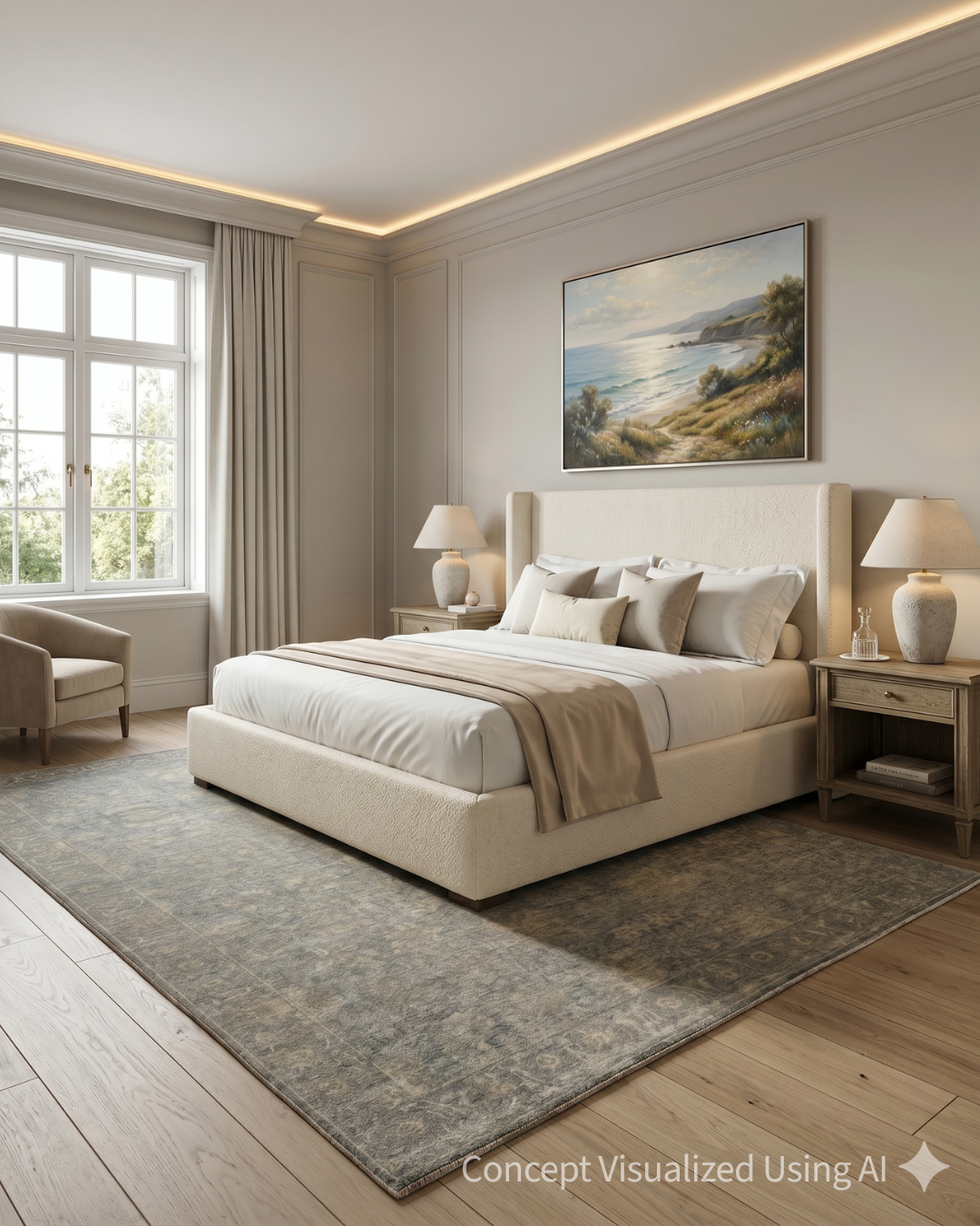 Artisan Crown  Seashell Ivory Transitional Rug for Bedoom