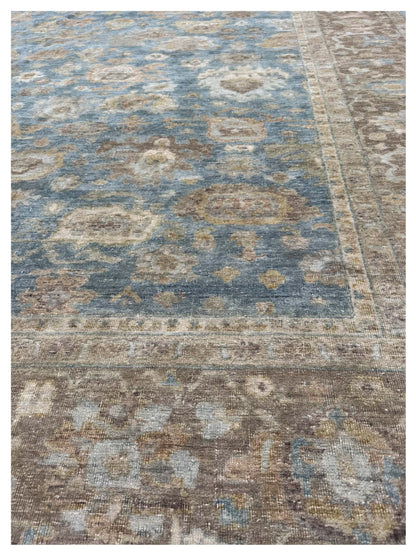 Artisan Crown Steel Blue Brown Transitional Knotted Rug